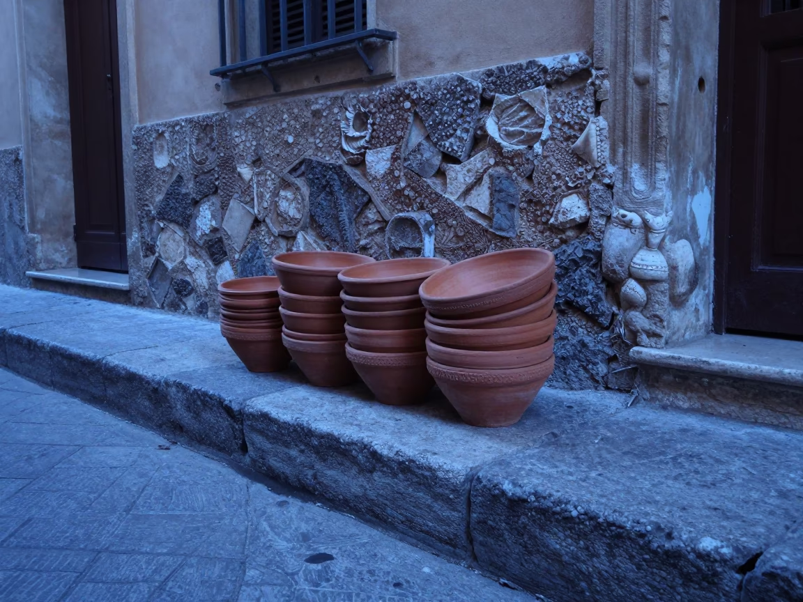 Terracotta Bowls in Palermo in in Palermo, Italy
