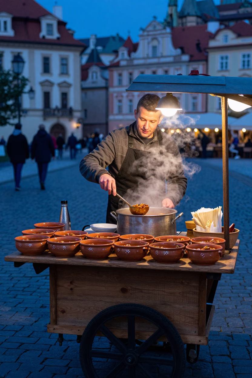 Terracotta Bowls in Prague at The Last Blue Light Of Evening in in Prague, Czech Republic