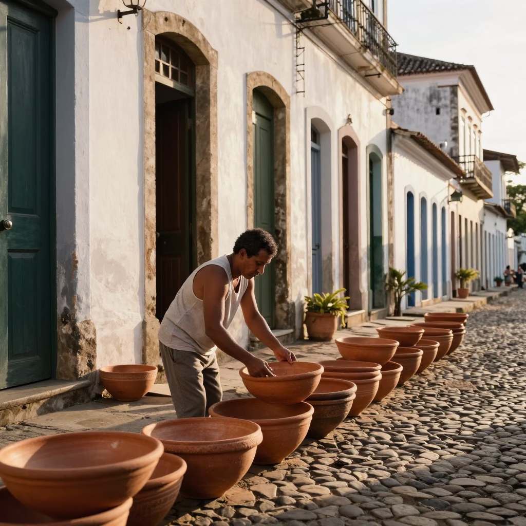 Terracotta Bowls in Salvador in in Salvador, Brazil