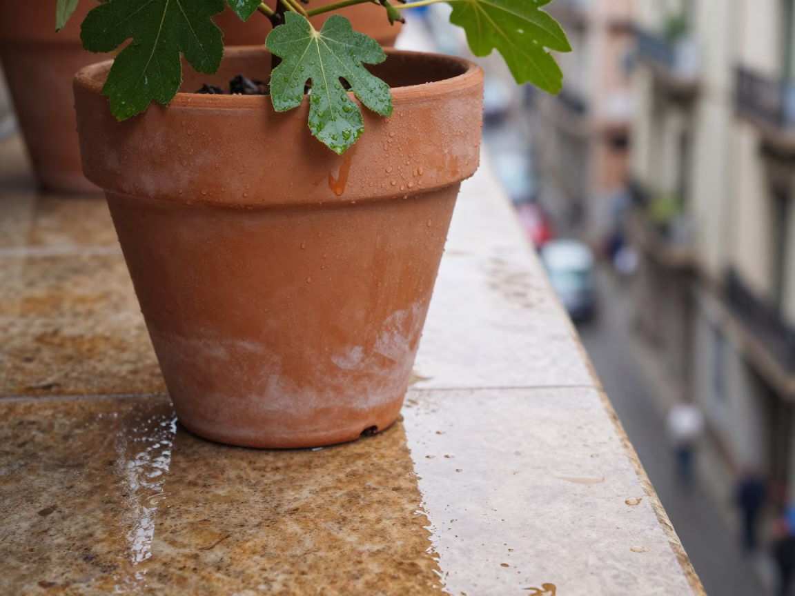 Terracotta Flowerpot in Barcelona in in Barcelona, Spain