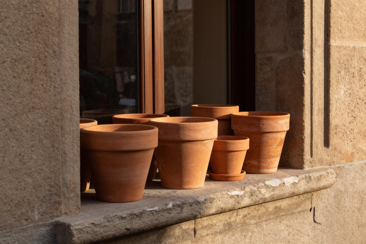 Terracotta Pots in Barcelona in in Barcelona, Spain