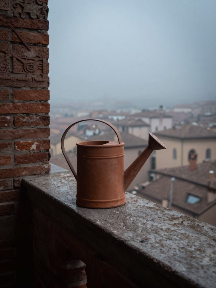 Terracotta Watering Can in Bologna in in Bologna, Italy