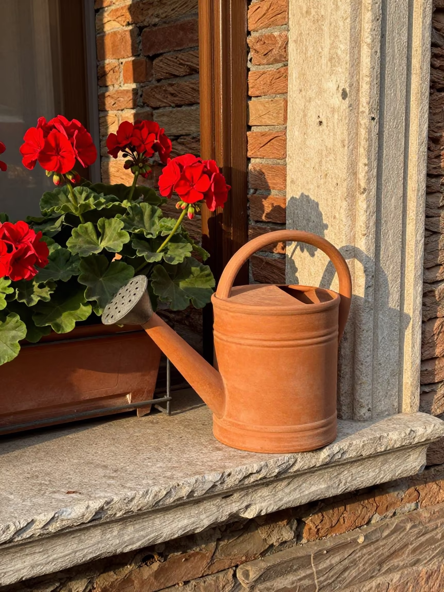 Terracotta Watering Can in Rome in in Rome, Italy