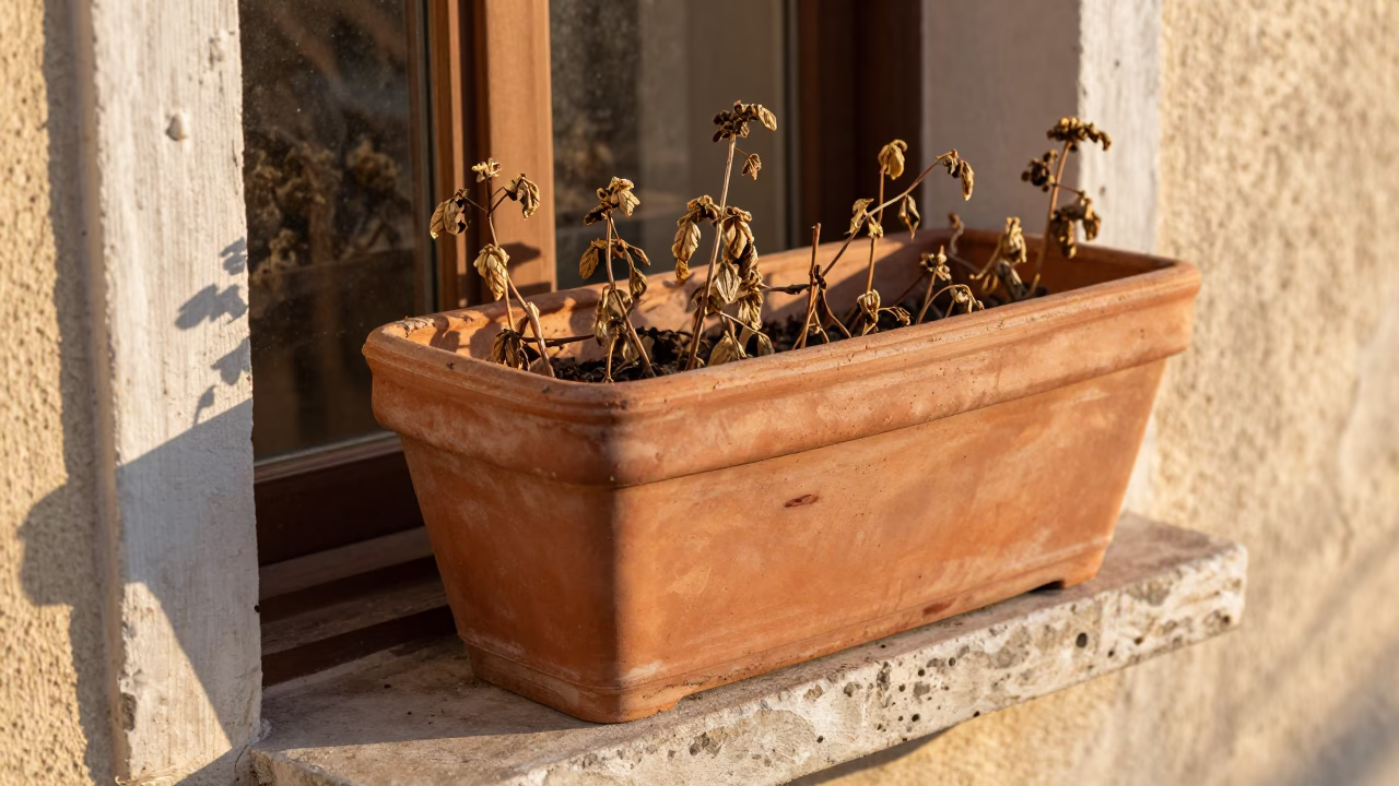 Terracotta Window Box in Athens in in Athens, Greece