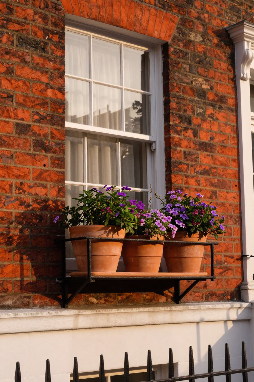 Terracotta Window Boxes in London in in London, United Kingdom