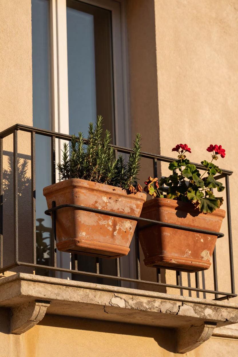 Terracotta Window Boxes in Nice in in Nice, France