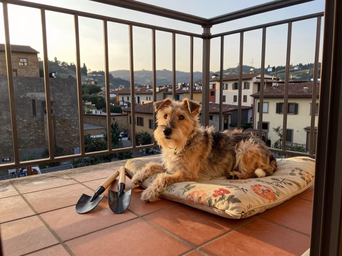 Terrier Dog in Florence in in Florence, Italy