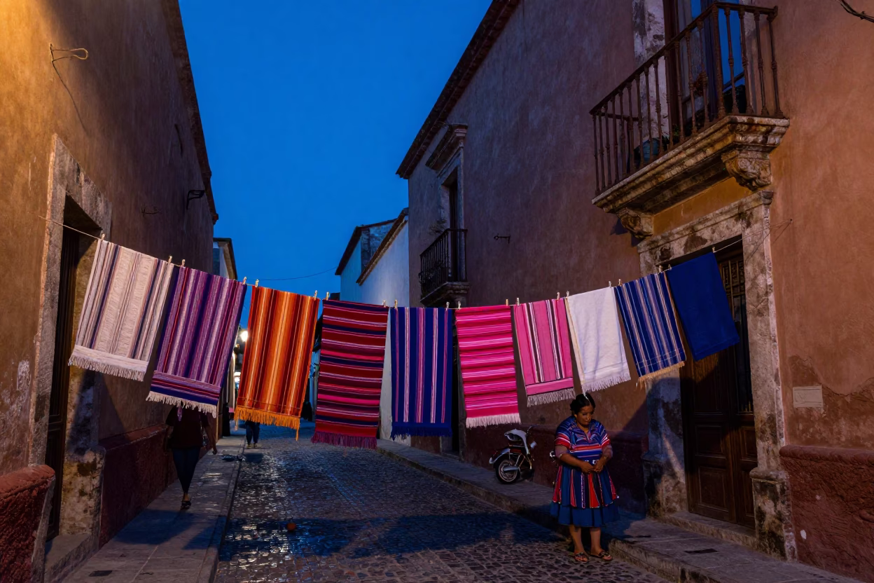 Textile Drying in Oaxaca in in Oaxaca, Mexico