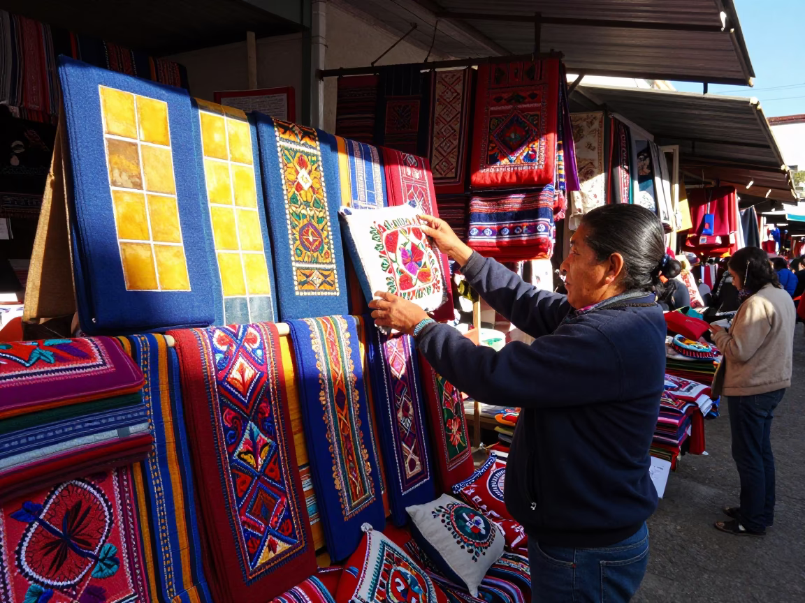 Textile Rack in Oaxaca in in Oaxaca, Mexico