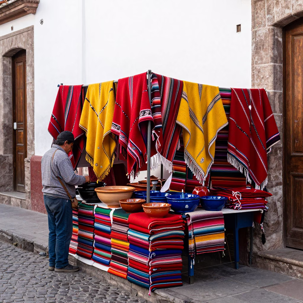 Textile Vendor in Quito in in Quito, Ecuador
