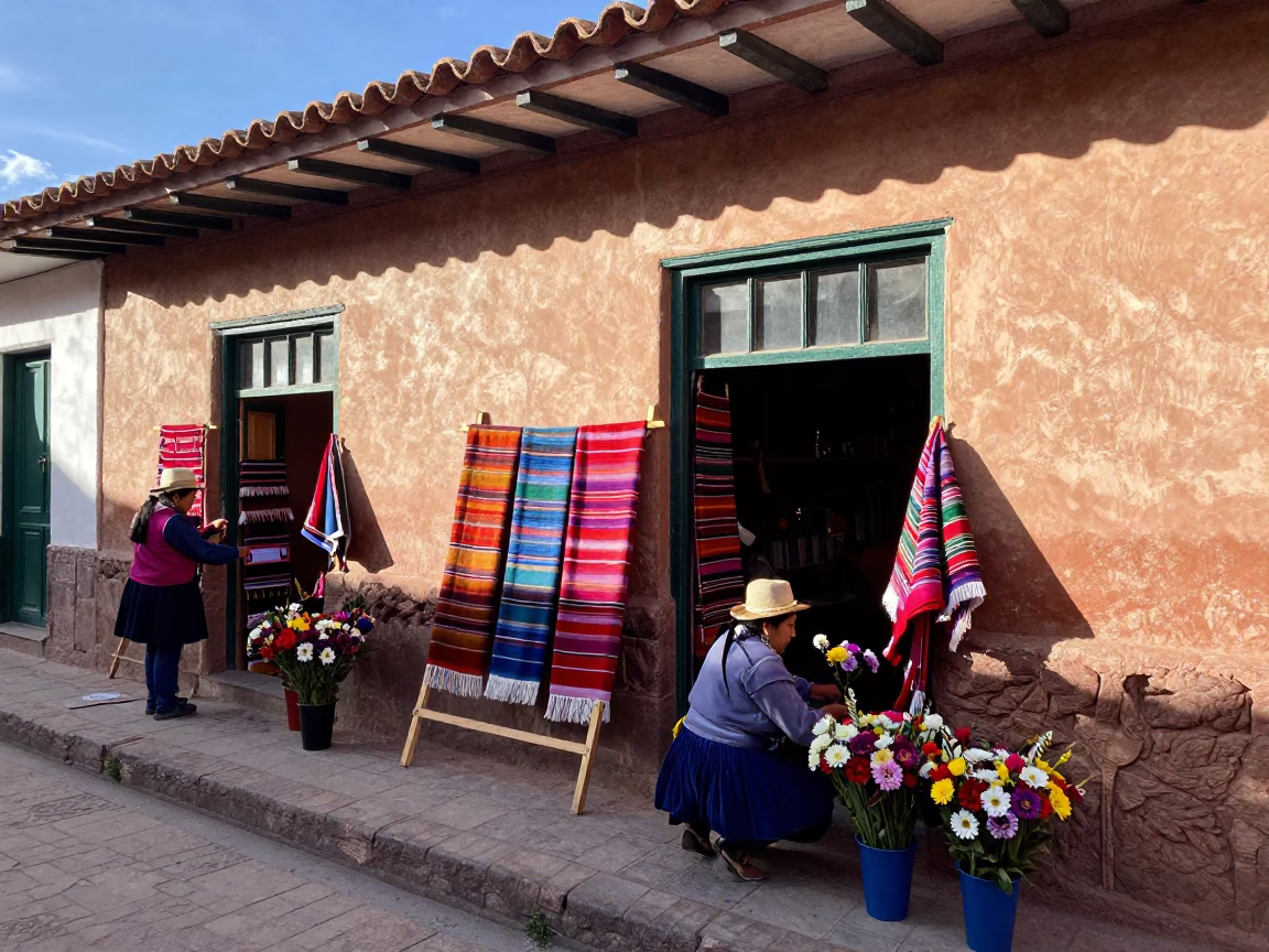 Textiles at Late Morning Light in Cusco in in Cusco, Peru