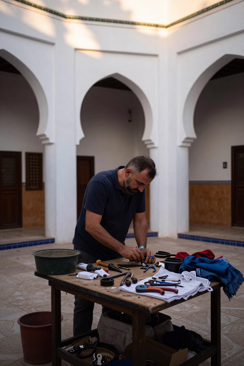 Textiles in Casablanca at Evening Light in in Casablanca, Morocco