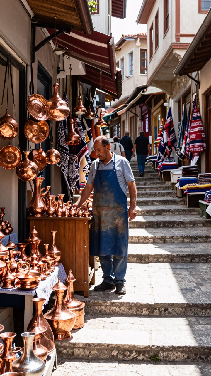 Textiles in Izmir at Late Morning Light in in Izmir, Turkey