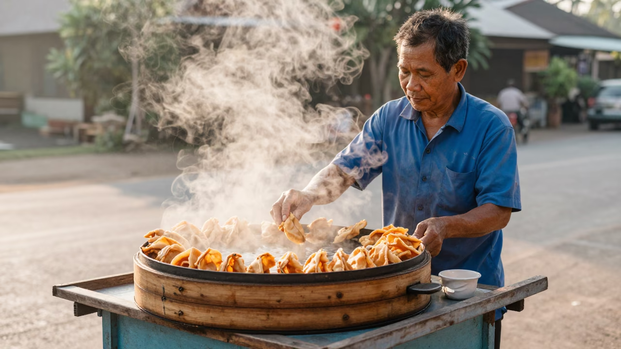 Thai Breakfast in Chiang Mai at The Early Morning Light in in Chiang Mai, Thailand