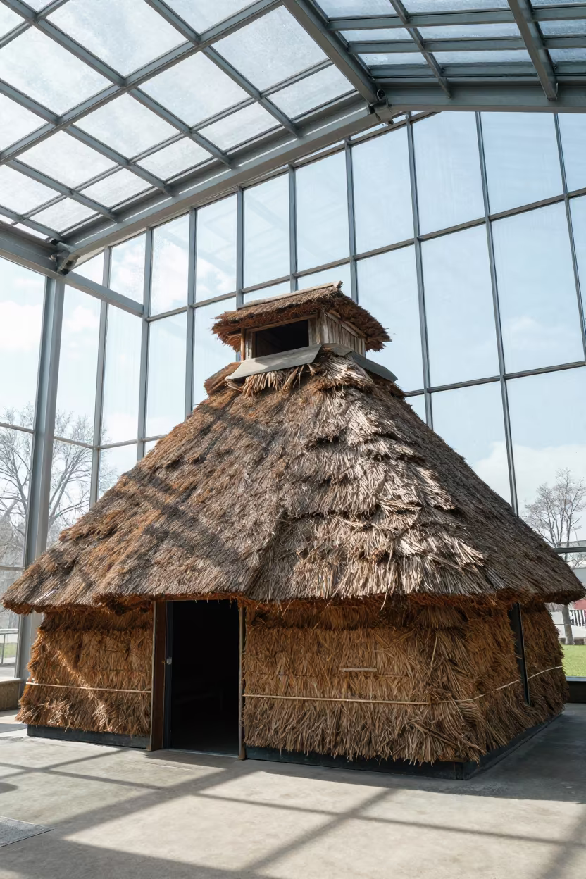 Thatched Longhouse Atrium in Oradea in inside a vaulted atrium in Oradea