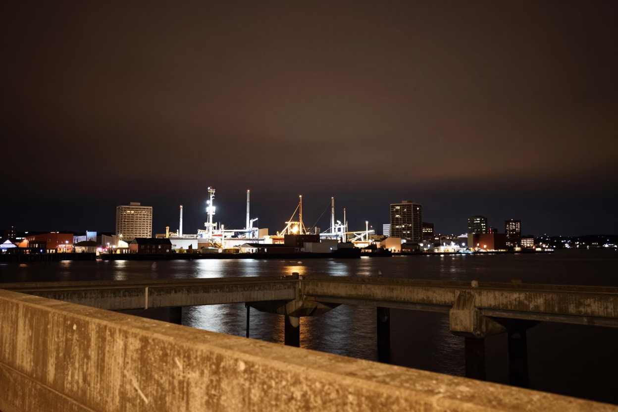 The Deepest Night Sky Light on Brown Current in Halifax in in Halifax, Nova Scotia, Canada