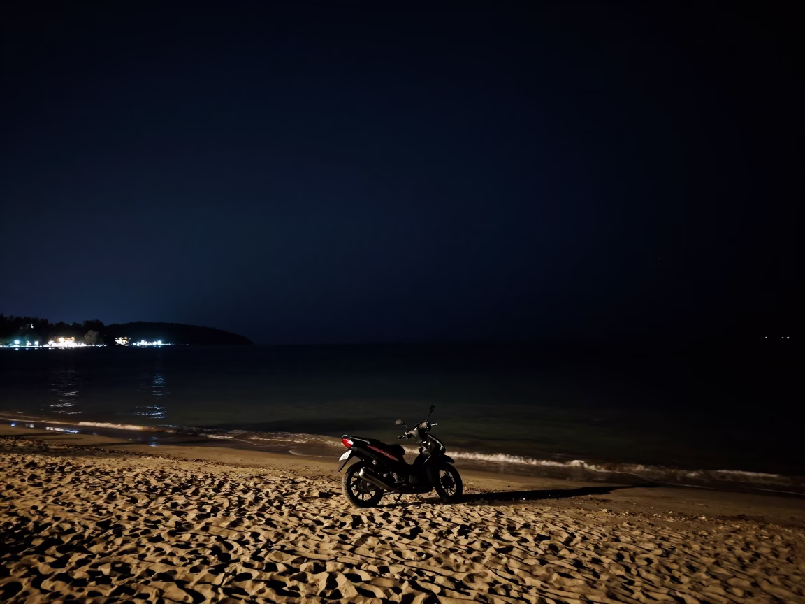 The Deepest Night Sky Light on Coastline in Phuket in in Phuket, Thailand