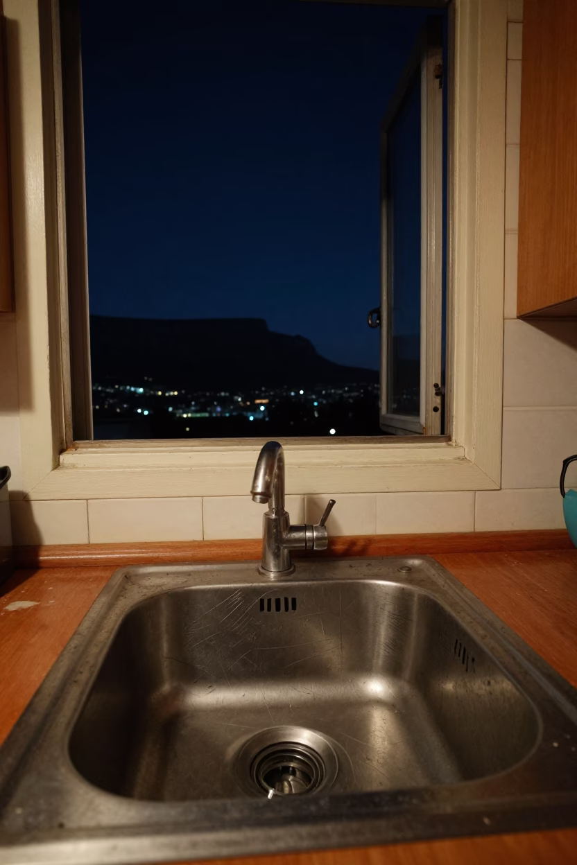 The Deepest Night Sky Light on Kitchen Scene in Cape Town in in Cape Town, South Africa
