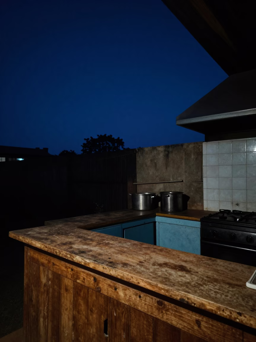 The Deepest Night Sky Light on Kitchen Scene in Johannesburg in in Johannesburg, South Africa