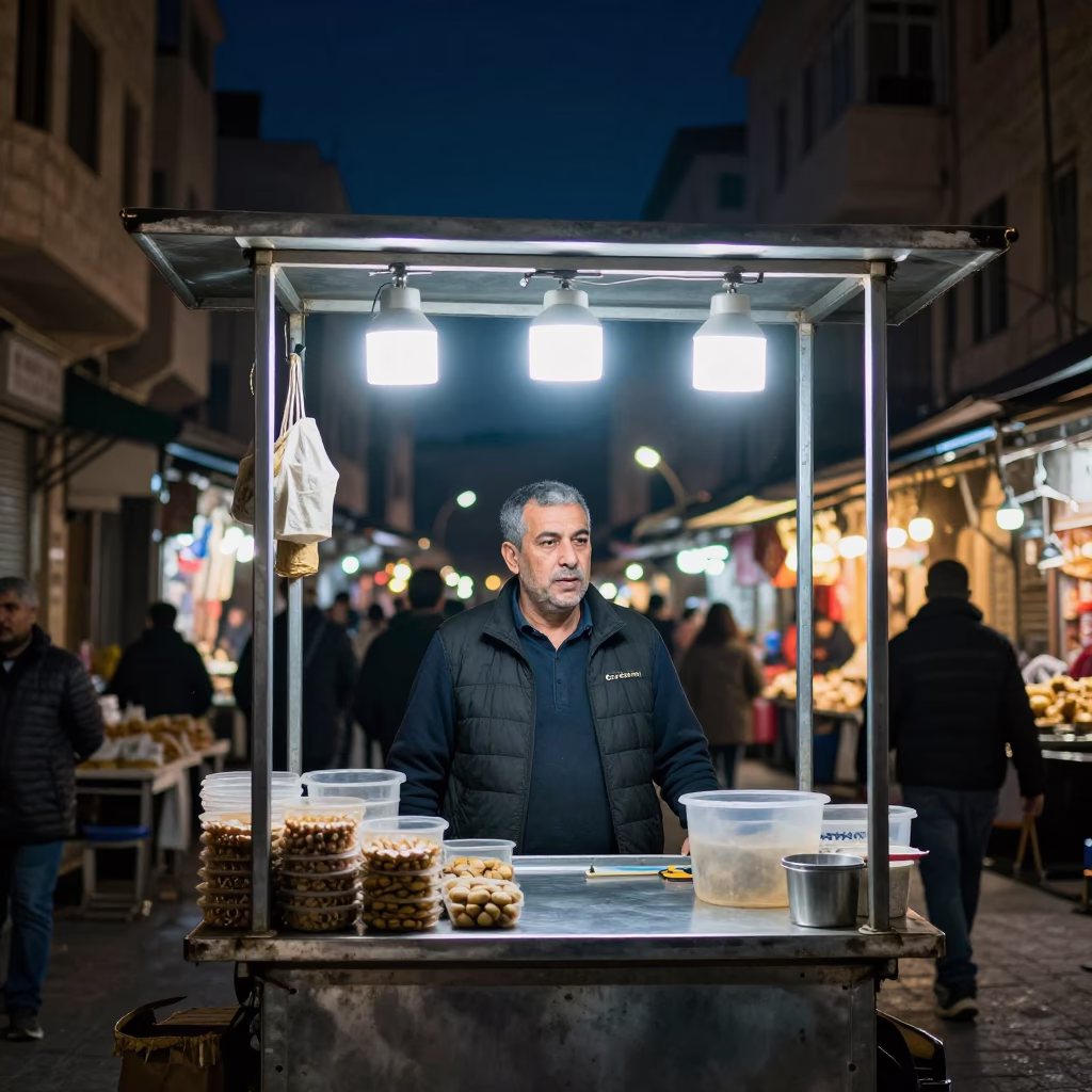The Deepest Night Sky Light on Market Stall in Beirut in in Beirut, Lebanon