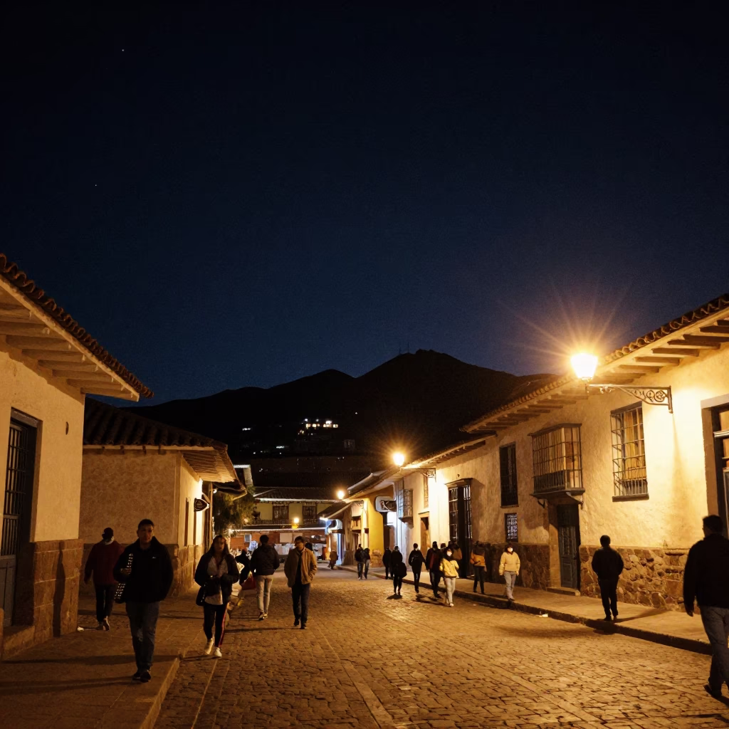 The Deepest Night Sky Light on Night Scene in Cusco in in Cusco, Peru