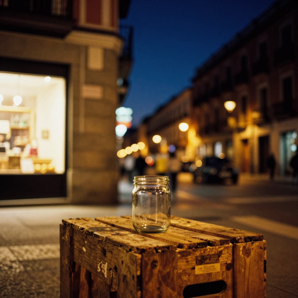 The Deepest Night Sky Light on Night Scene in Madrid in in Madrid, Spain