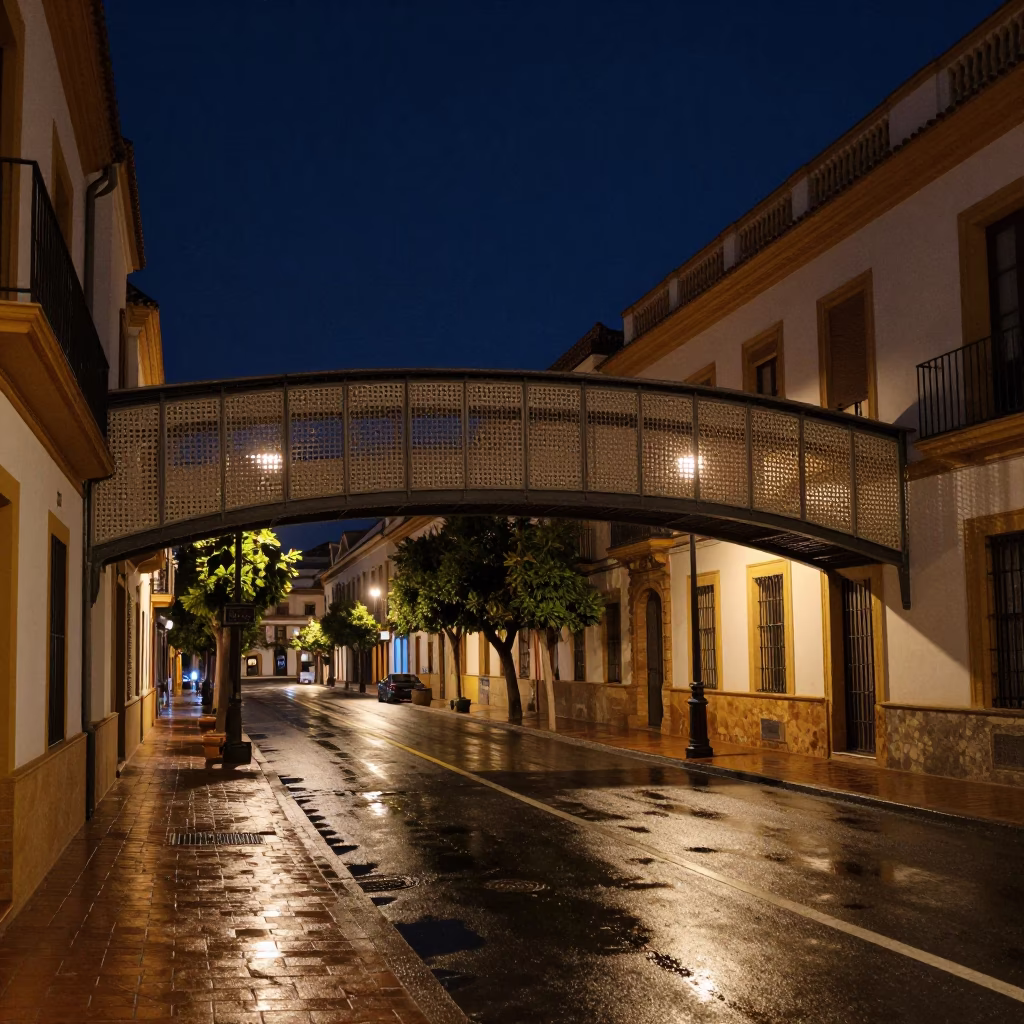 The Deepest Night Sky Light on Night Scene in Seville in in Seville, Spain