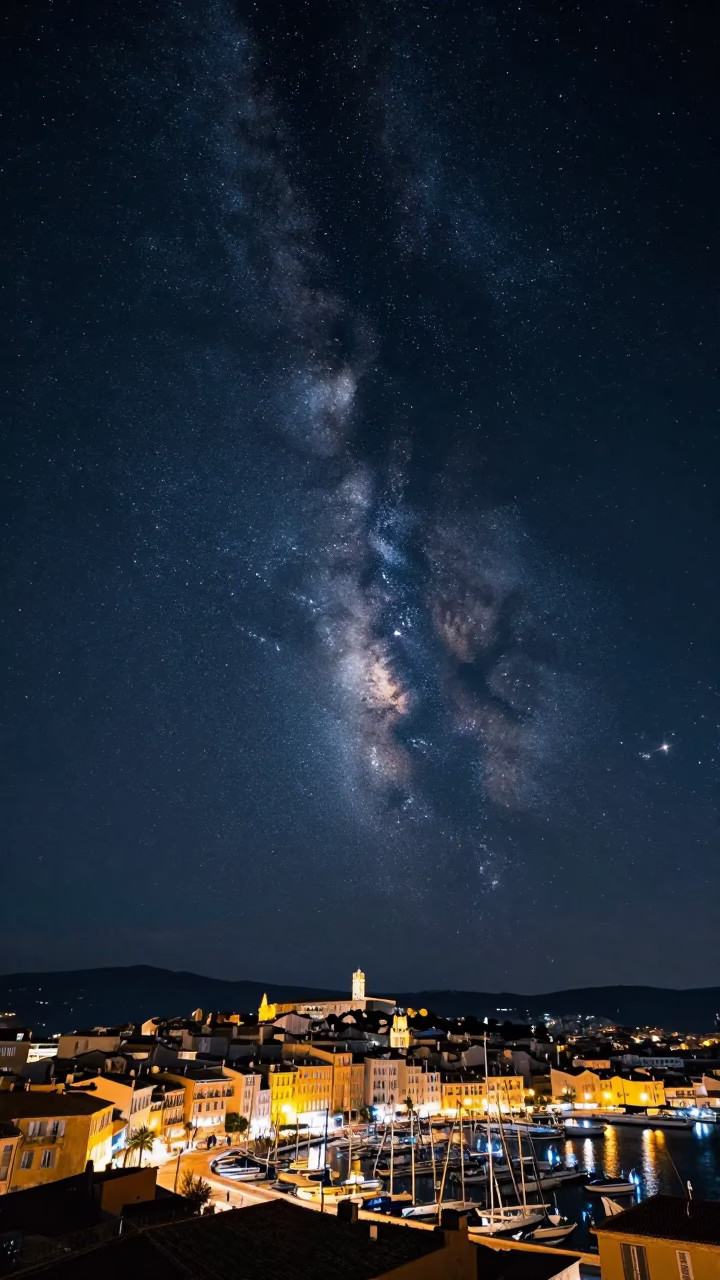 The Deepest Night Sky Light on Night Sky in Marseille in in Marseille, France