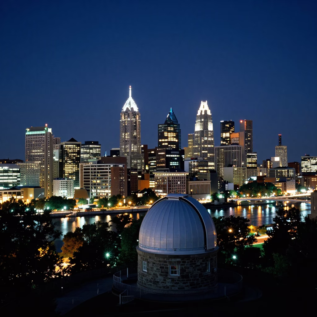 The Deepest Night Sky Light on Skyline in Philadelphia in in Philadelphia, Pennsylvania, United States