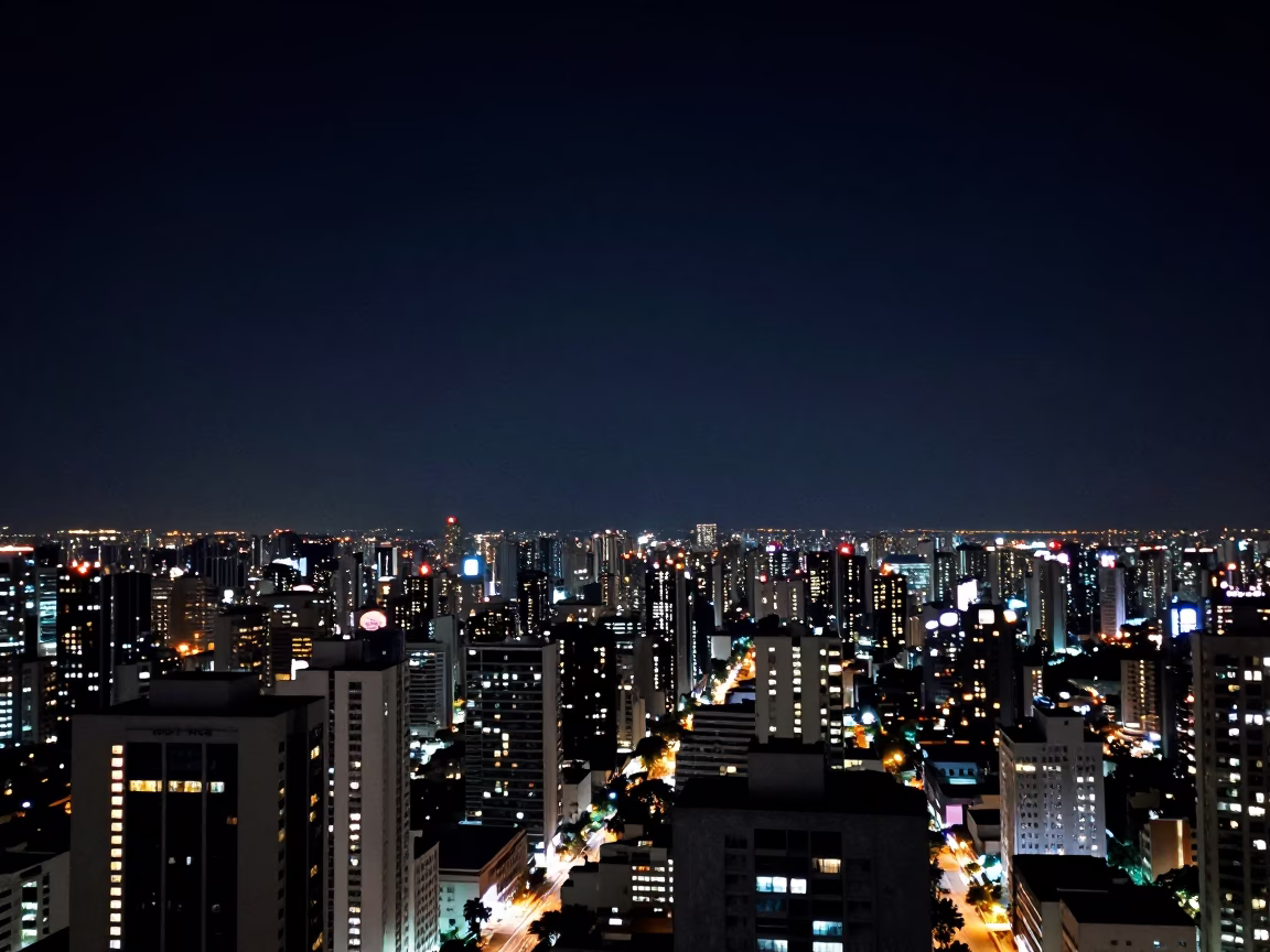 The Deepest Night Sky Light on Skyline in São Paulo in in São Paulo, Brazil