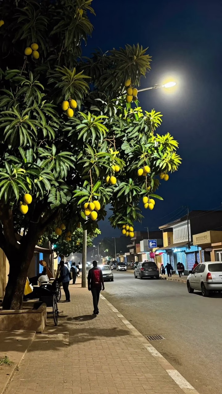The Deepest Night Sky Light on Street Scene in Accra in in Accra, Ghana