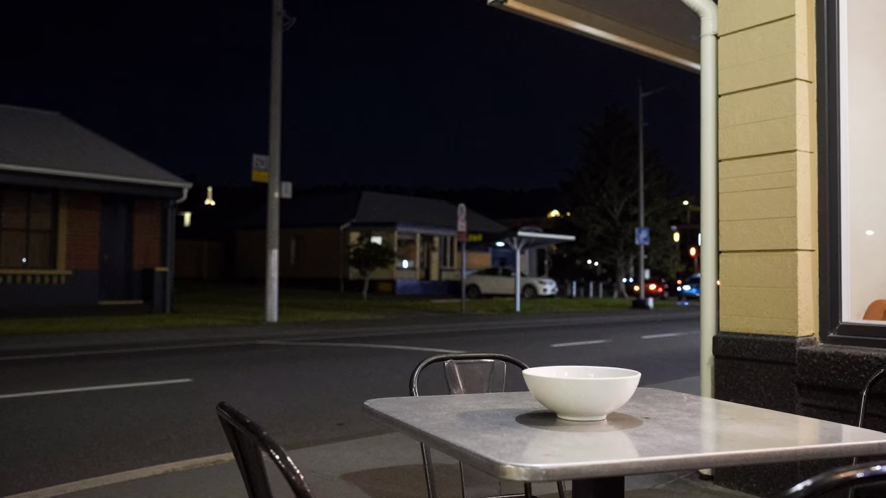 The Deepest Night Sky Light on Street Scene in Hobart in in Hobart, Tasmania, Australia