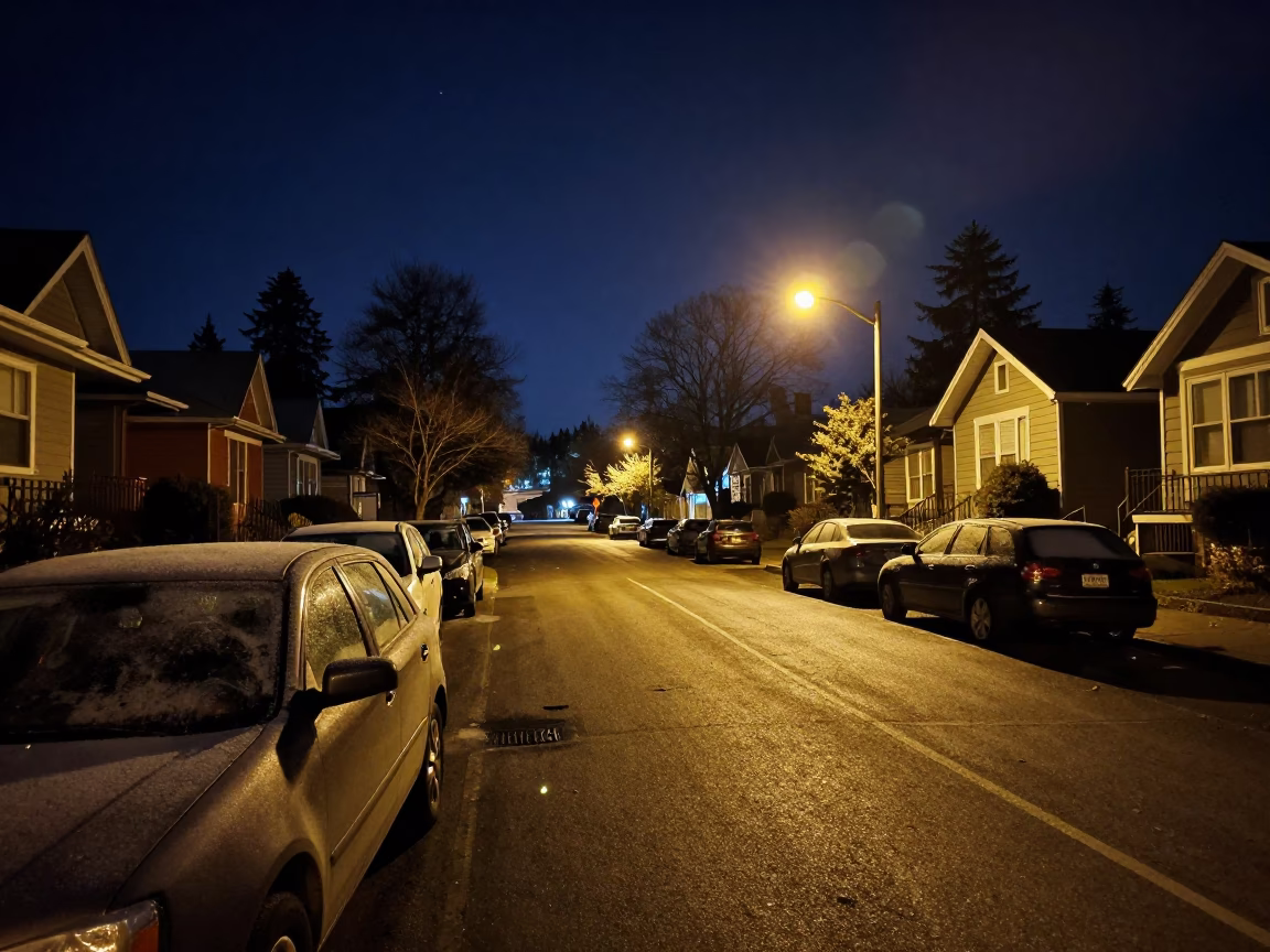 The Deepest Night Sky Light on Streetlights in Portland in in Portland, Oregon, United States