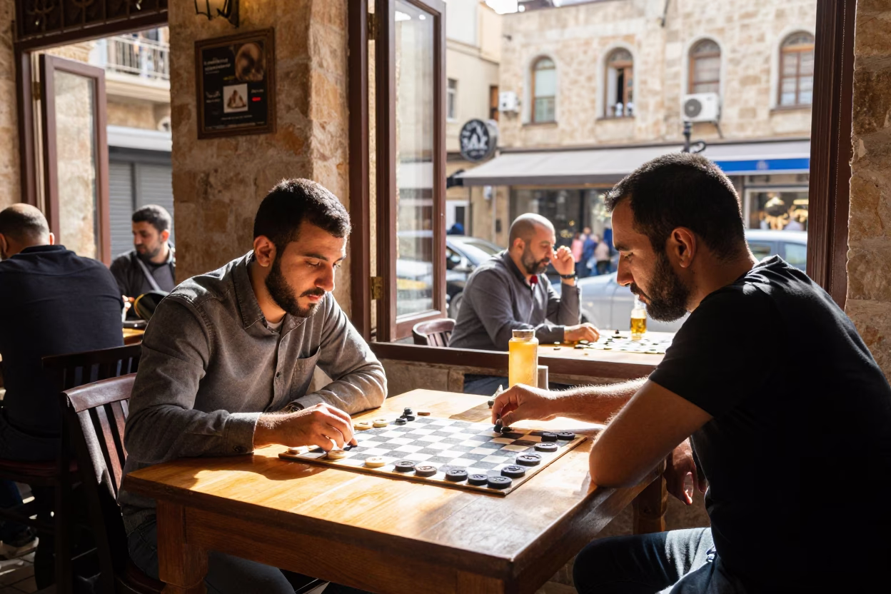 The Early Afternoon Light on Cafe Table in Beirut in in Beirut, Lebanon