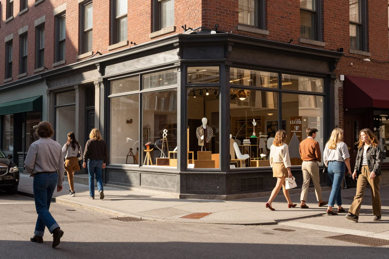 The Early Afternoon Light on Corner Afternoon in Montreal in in Montreal, Quebec, Canada