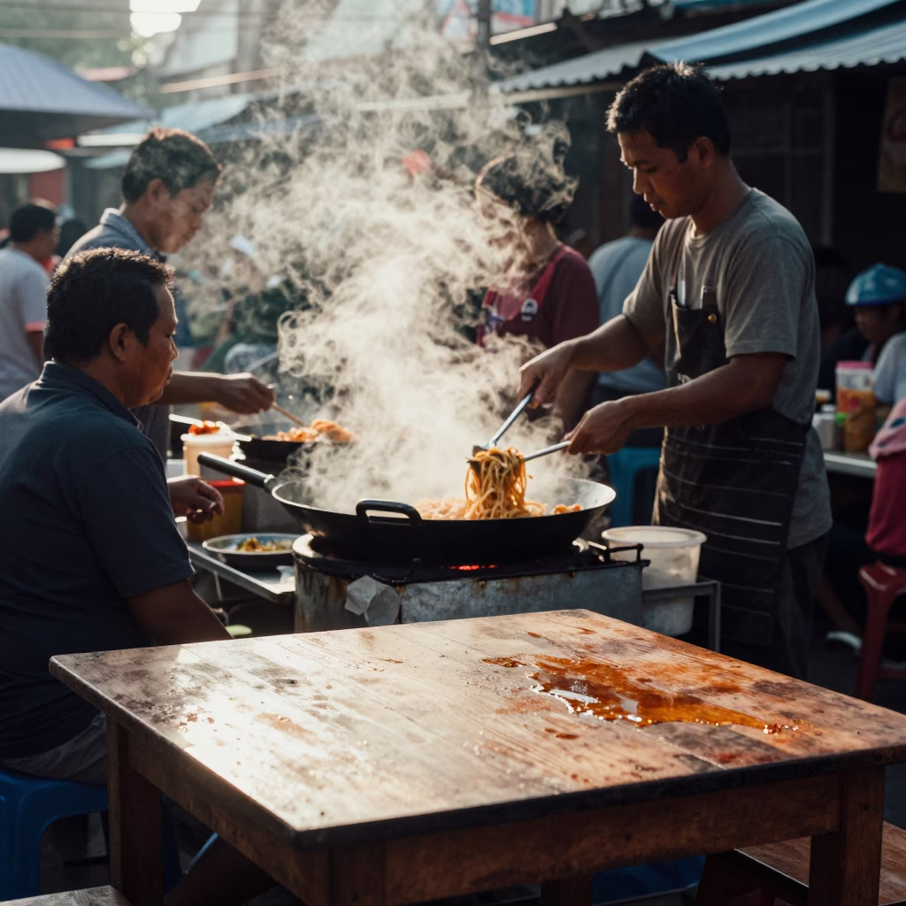 The Early Afternoon Light on Food Stall in Surabaya in in Surabaya, Indonesia