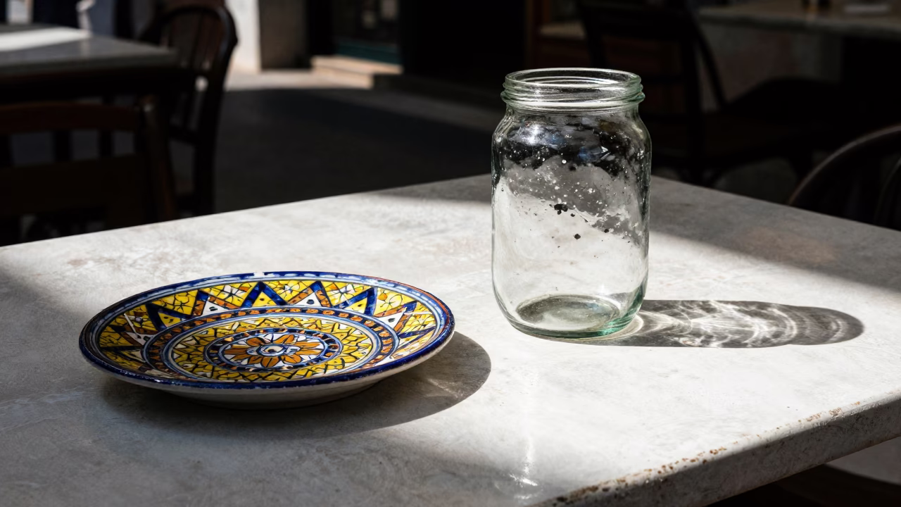 The Early Afternoon Light on Glass Jar in Athens in in Athens, Greece