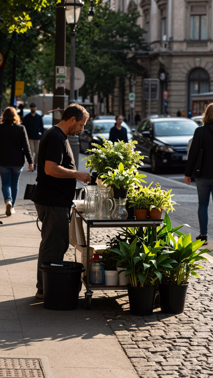 The Early Afternoon Light on Houseplants in Budapest in in Budapest, Hungary