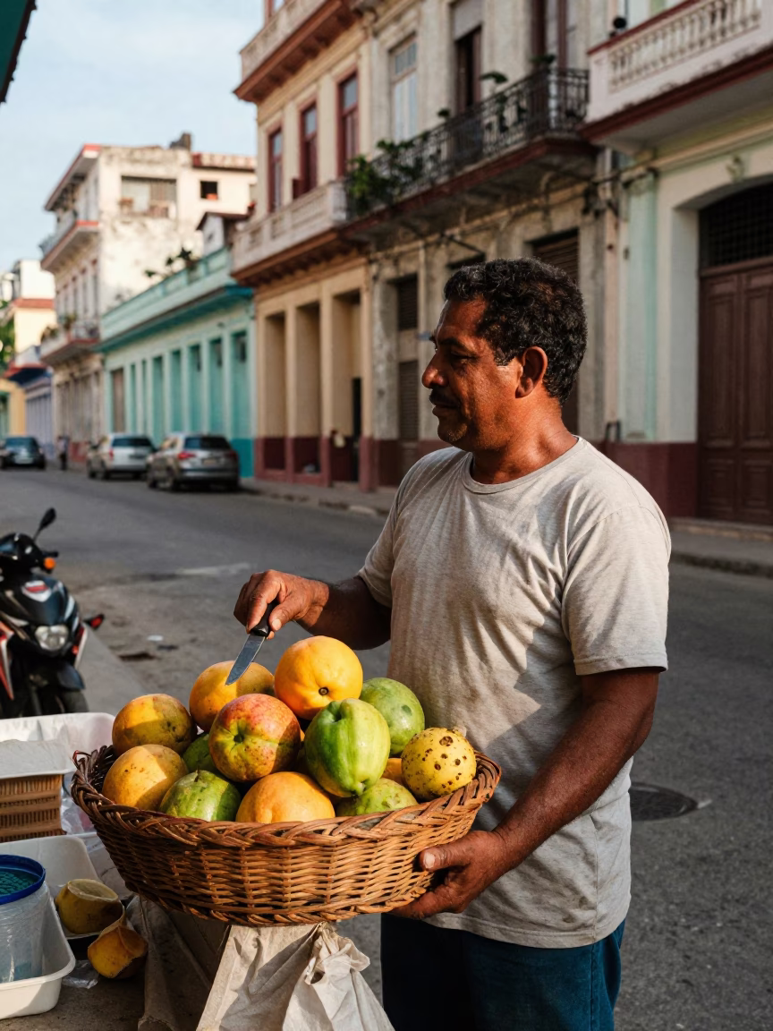 The Early Afternoon Light on Local Vendor in Havana in in Havana, Cuba