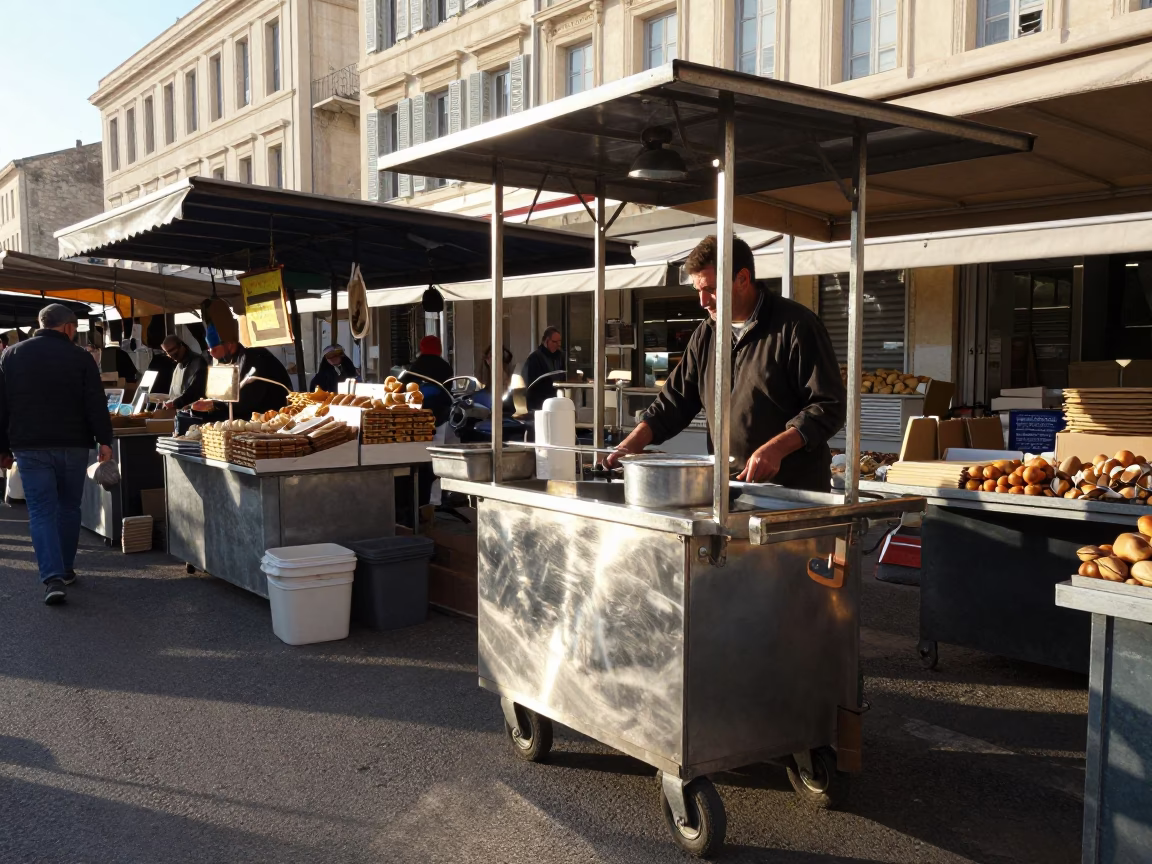 The Early Afternoon Light on Market Stall in Marseille in in Marseille, France