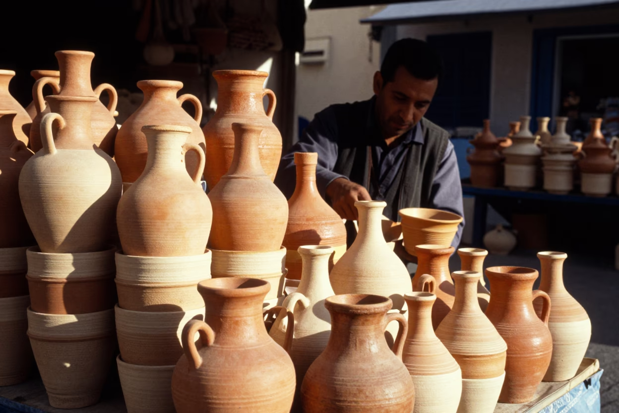 The Early Afternoon Light on Market Stall in Tunis in in Tunis, Tunisia