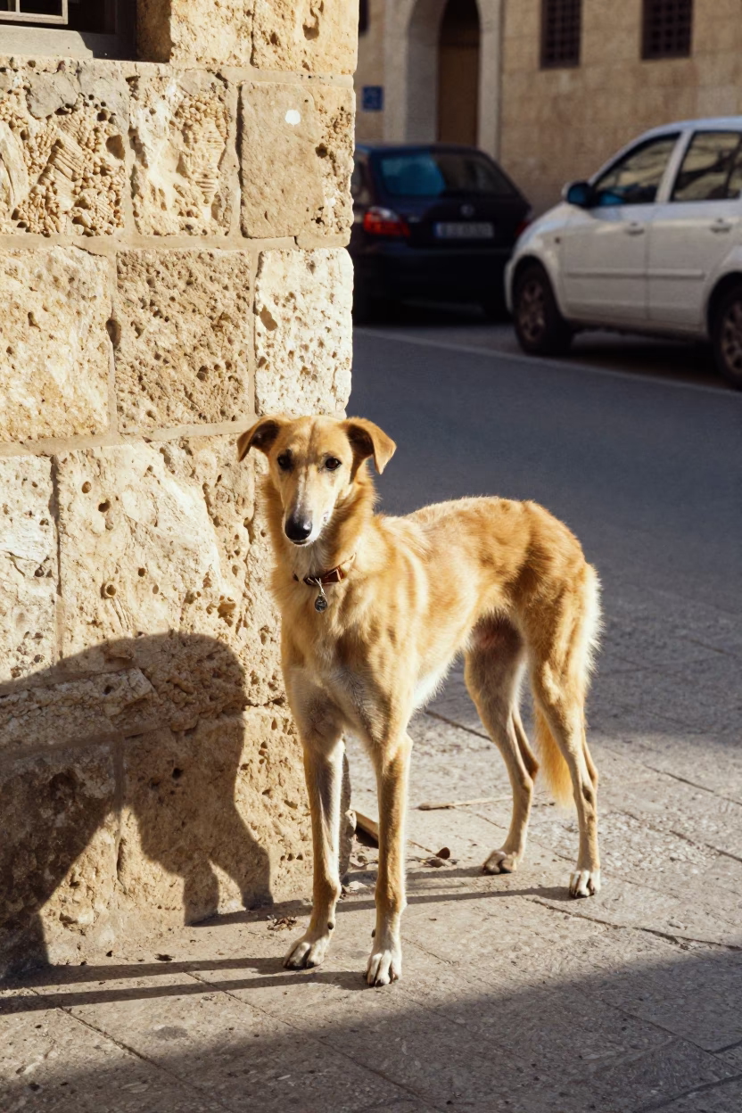 The Early Afternoon Light on Saluki Dog in Alexandria in in Alexandria, Egypt