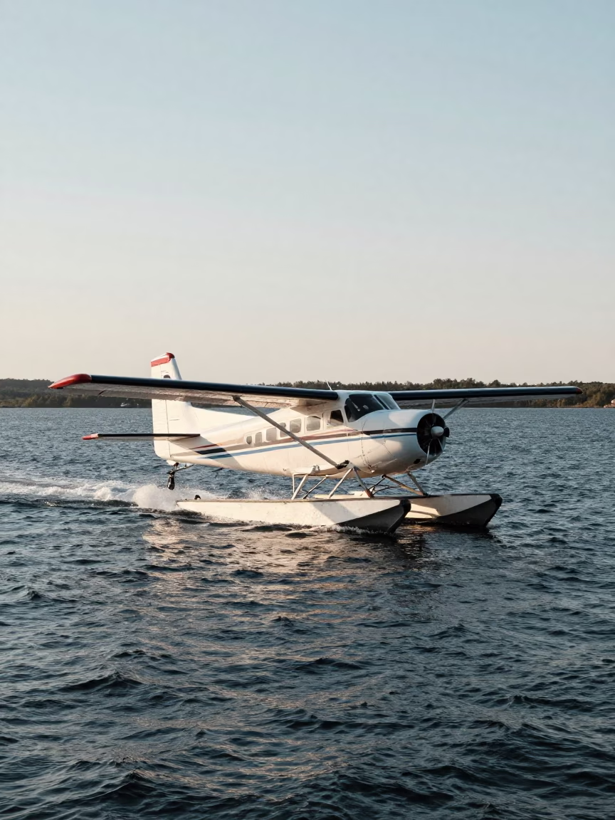The Early Afternoon Light on Seaplane Landing in Halifax in in Halifax, Nova Scotia, Canada