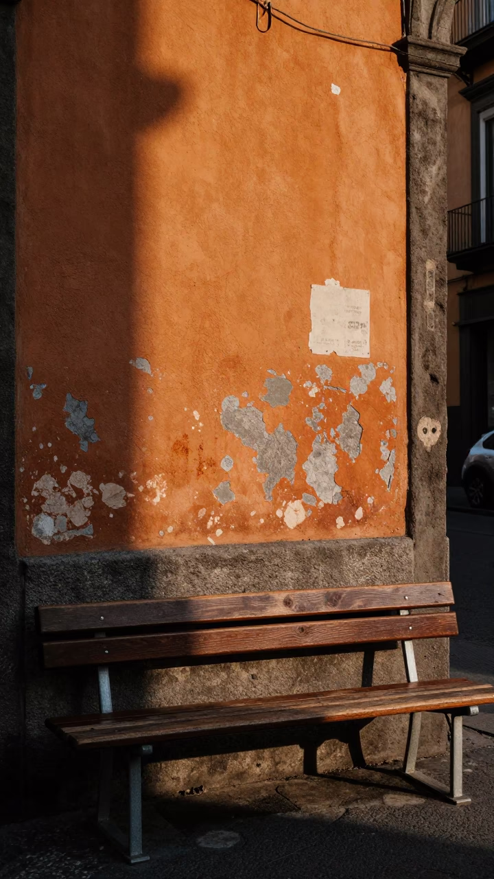 The Early Afternoon Light on Street Corner in Naples in in Naples, Italy