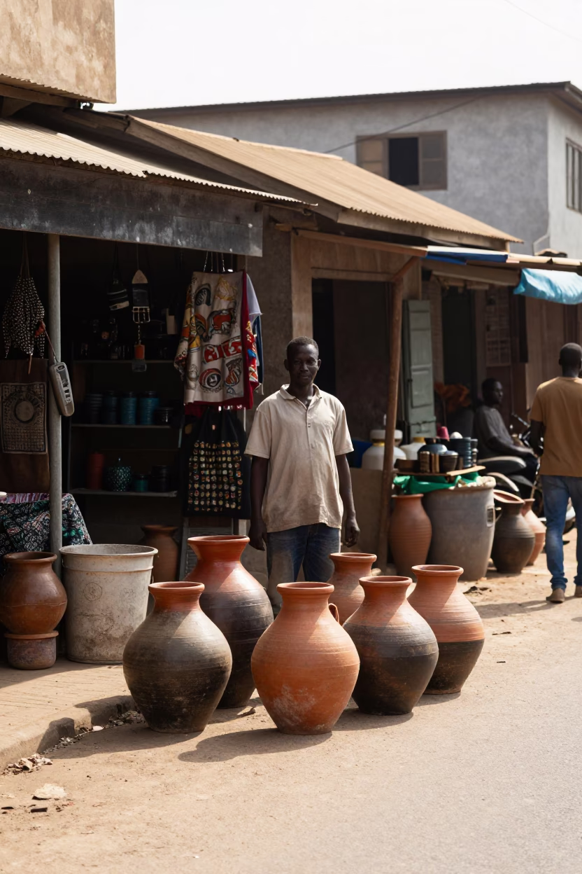 The Early Afternoon Light on Street Scene in Accra in in Accra, Ghana