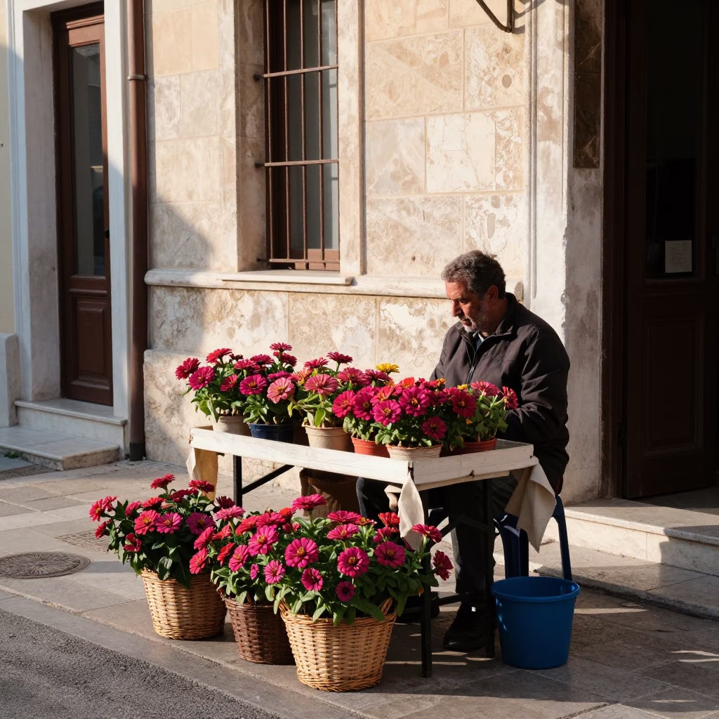 The Early Afternoon Light on Street Scene in Athens in in Athens, Greece