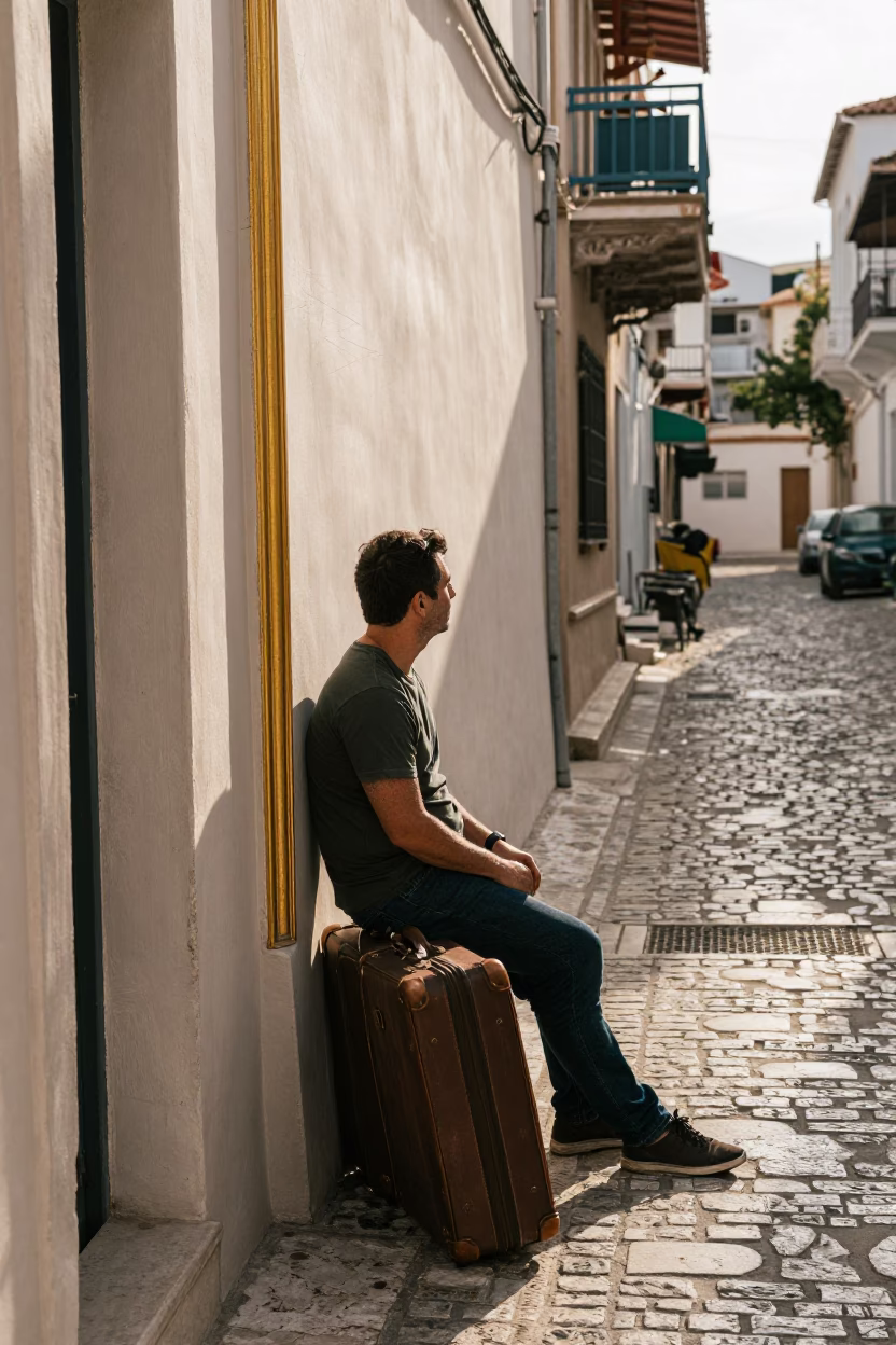 The Early Afternoon Light on Street Scene in Athens in in Athens, Greece