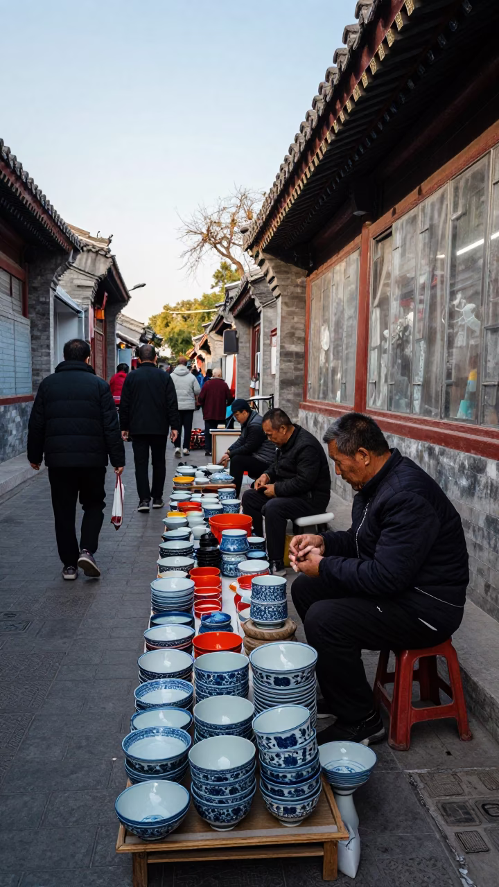The Early Afternoon Light on Street Scene in Beijing in in Beijing, China