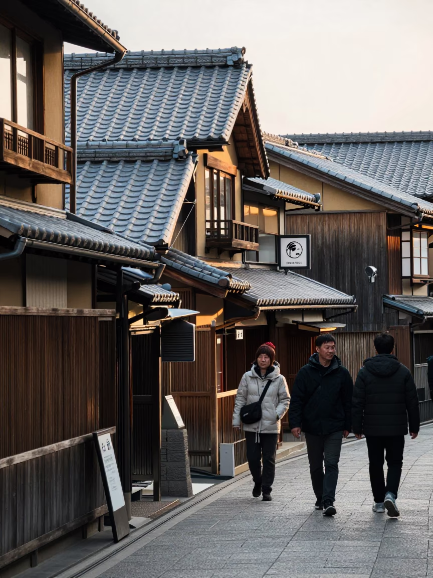 The Early Afternoon Light on Street Scene in Kyoto in in Kyoto, Japan