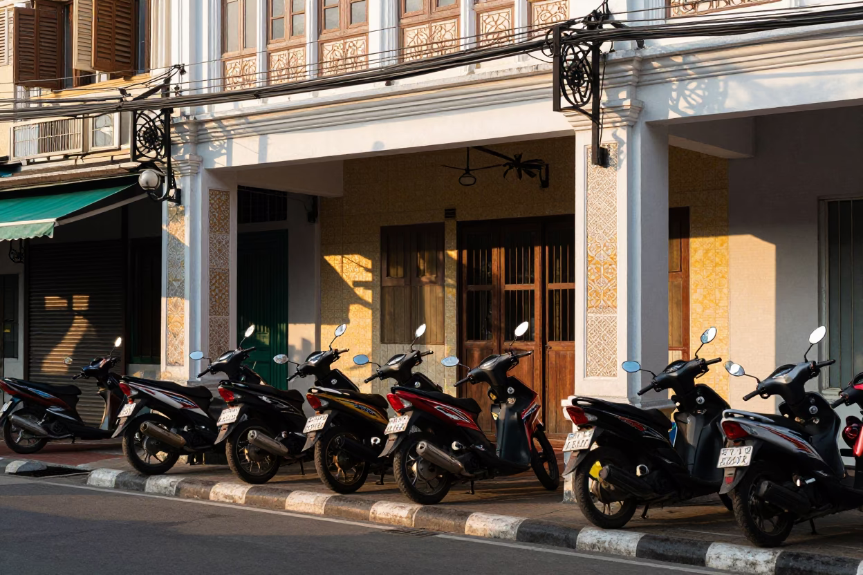 The Early Afternoon Light on Street Scene in Surabaya in in Surabaya, Indonesia